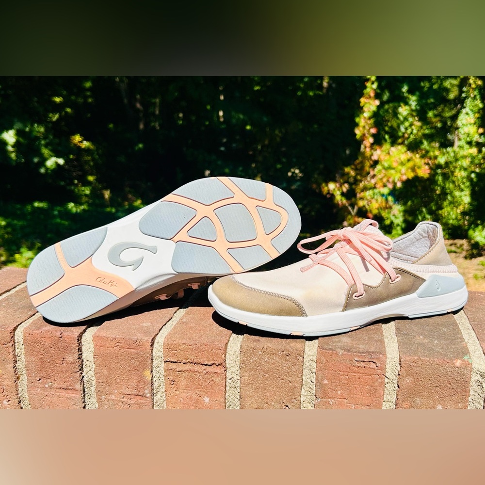 OLUKAI Pearl Blush/Pale Grey Miki Li Slip On Shoes Sneakers | Women's Size 7